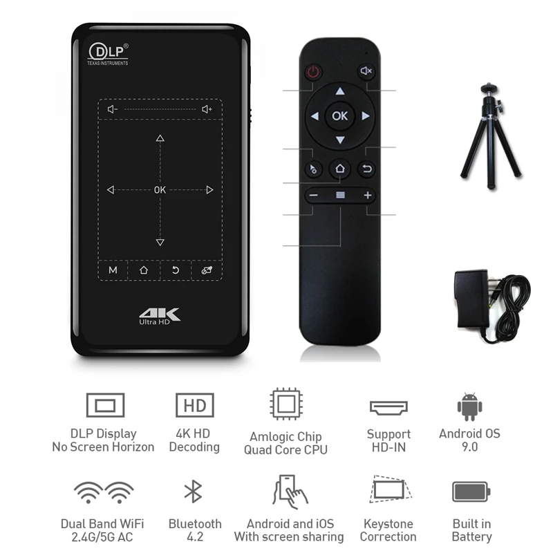 Беспроводной проектор для телефона 1080P 4K Full HD Android Wi Fi BT4.1 1 ГБ/2 ГБ 8 ГБ/16 ГБ/32