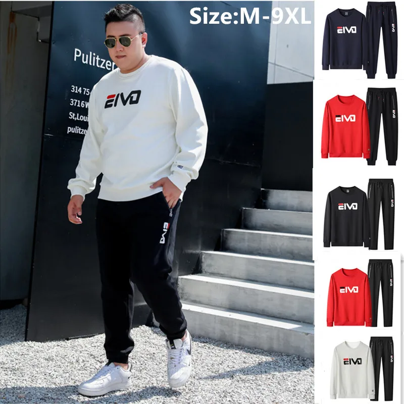 

Спортивный костюм Over size d Мужской, 8XL, 9XL, спортивные штаны, размера плюс Размер 7XL, спортивные топы, весна-осень, пуловер, штаны для бега