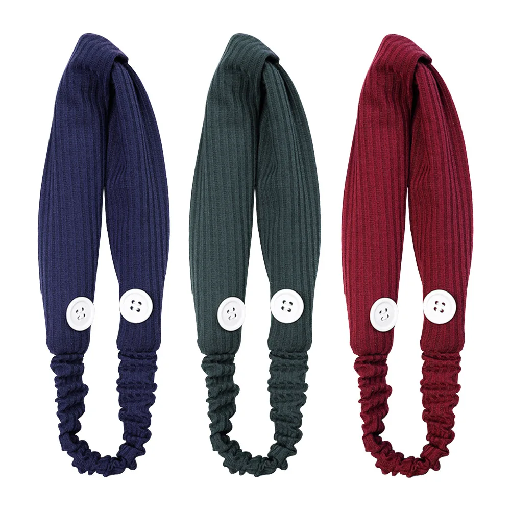 

10pcs Women Outdoor Activities Sports Button Headbands Set For Face Cover Head Wrap Nurses Doctor Twisted Cross Elastic Wide