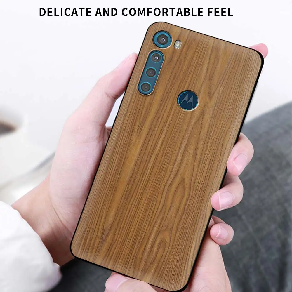 

Wood GrainFor Motorola G9 Play One Fusion G8 Power Case for Moto Edge Plus E6s G Stylus Soft Phone Cover Sac