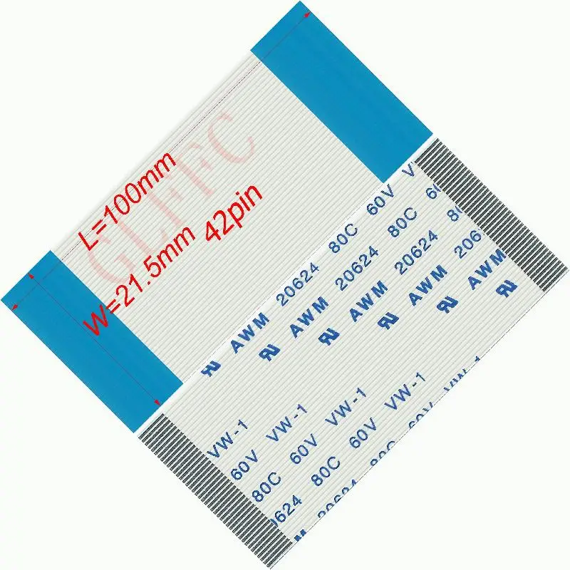 

0.5pitch 34~42pin 1000~2000mm A-type Flexible Flat Cable FFC awm 20624 ROHS for TTL LCD DVD Computer