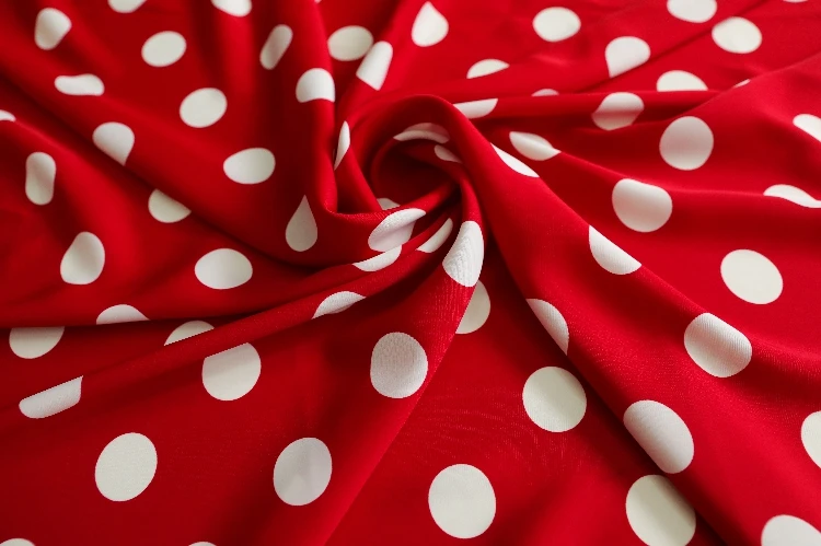 Шифоновая модная ткань в красный горошек шириной 57 дюймов летняя мягкая