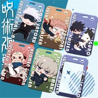 anime jujutsu kaisen card holder cute figures gojou satoru itadori yuji card case pull push protective cover for id bus card