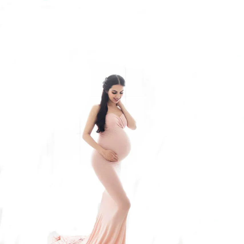 

Elegant Maternity Dresses for Photo Shoot Pregnant Women Dress Sexy Shoulderless Pregnancy Dress Photography Props Maxi Gown