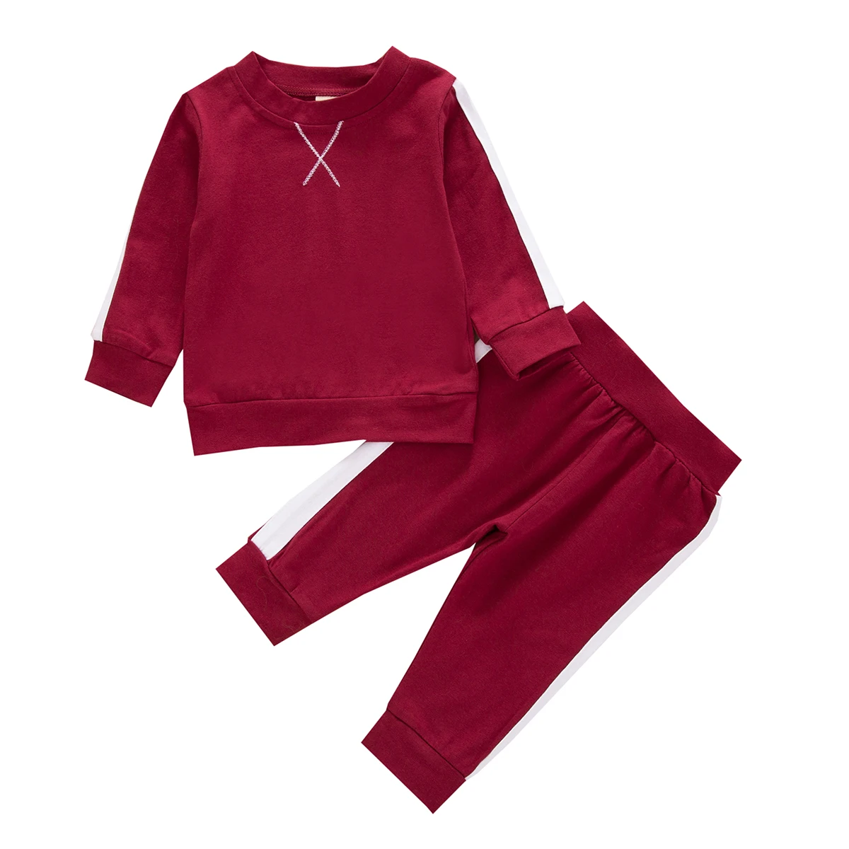 

Infant Baby Girls Boys Outfits 2-Piece Fashion Casual Solid Color Long Sleeve Round Neck Hoodie + Pants Suit