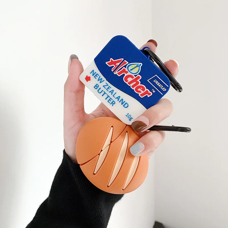 Для AirPod 2 Чехол 3D Масло Хлеб еда мультфильм мягкий силиконовый беспроводной