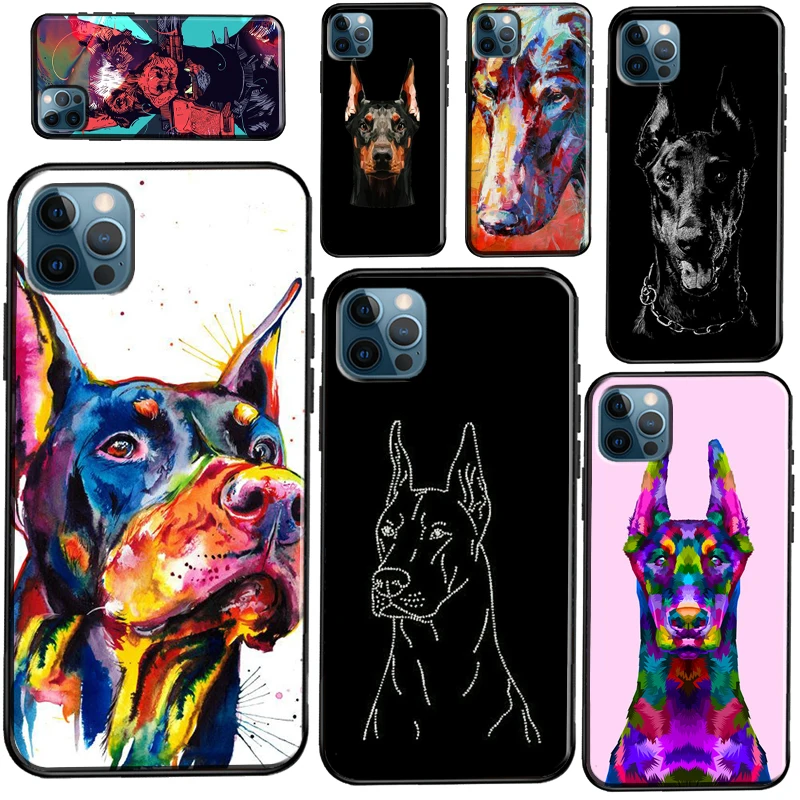 

Animals Doberman dog Soft Case For iPhone 12 13 Mini 11 Pro Max XR X XS Max SE 2020 7 8 Plus Phone Cover Coque