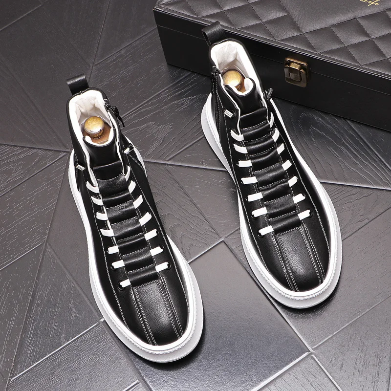 

Luxury Designer New Men's Thick Bottom Heighten Casual Flats Platform Punk Rock Shoes Zapatos Hombre Sports Walking Sneakers