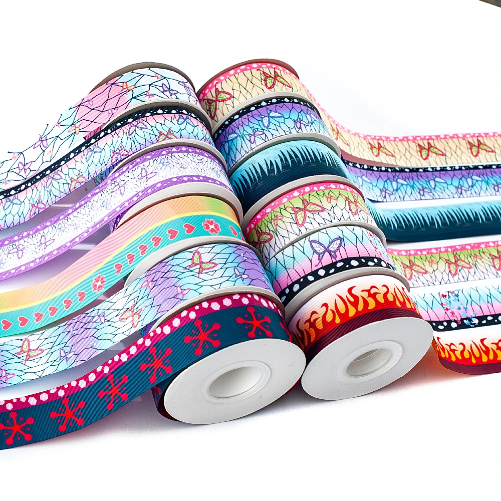 Корсажная лента 10 ярдов разных размеров с принтом из японского аниме Kimetsu No Yaiba |