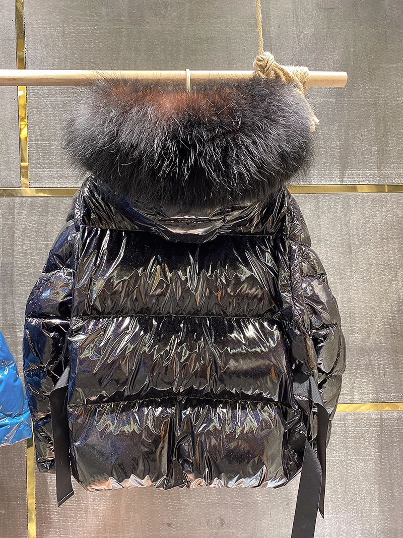 

Natural Big Fur Collar Warm Down Coat Winter Thick Parka Short Streetwear Winter White Duck Down Jacket For Women 2021 New Coat