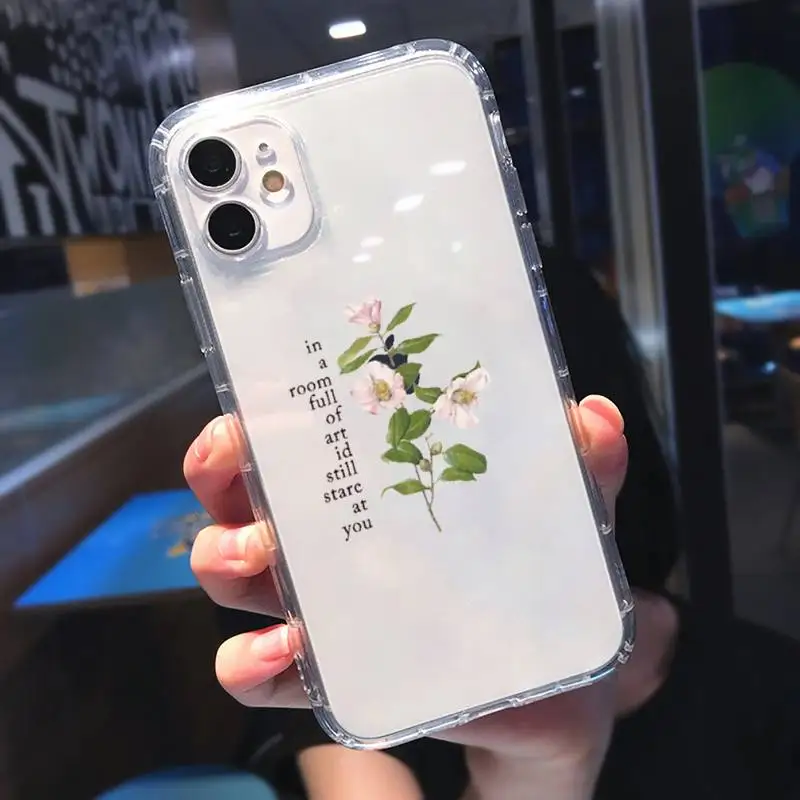 

Flower Summer Pink Phone Case Transparent for Clear iPhone 11 12 mini pro 8 7 6 6S XS MAX Plus X 5S SE 2020 XR