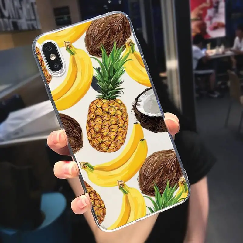

Summer fruit beach coconut Phone Case Transparent soft For iphone 5 5s 5c se 6 6s 7 8 11 12 plus mini x xs xr pro max