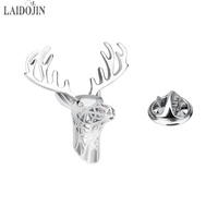 laidojin silver color deer shape lapel pin brooches pins fine gift for mens brooches collar party engagement brand diy jewelry