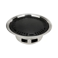 camping portable charcoal bbq grill outdoor round barbecue grill desktop stainless steel roasting pan