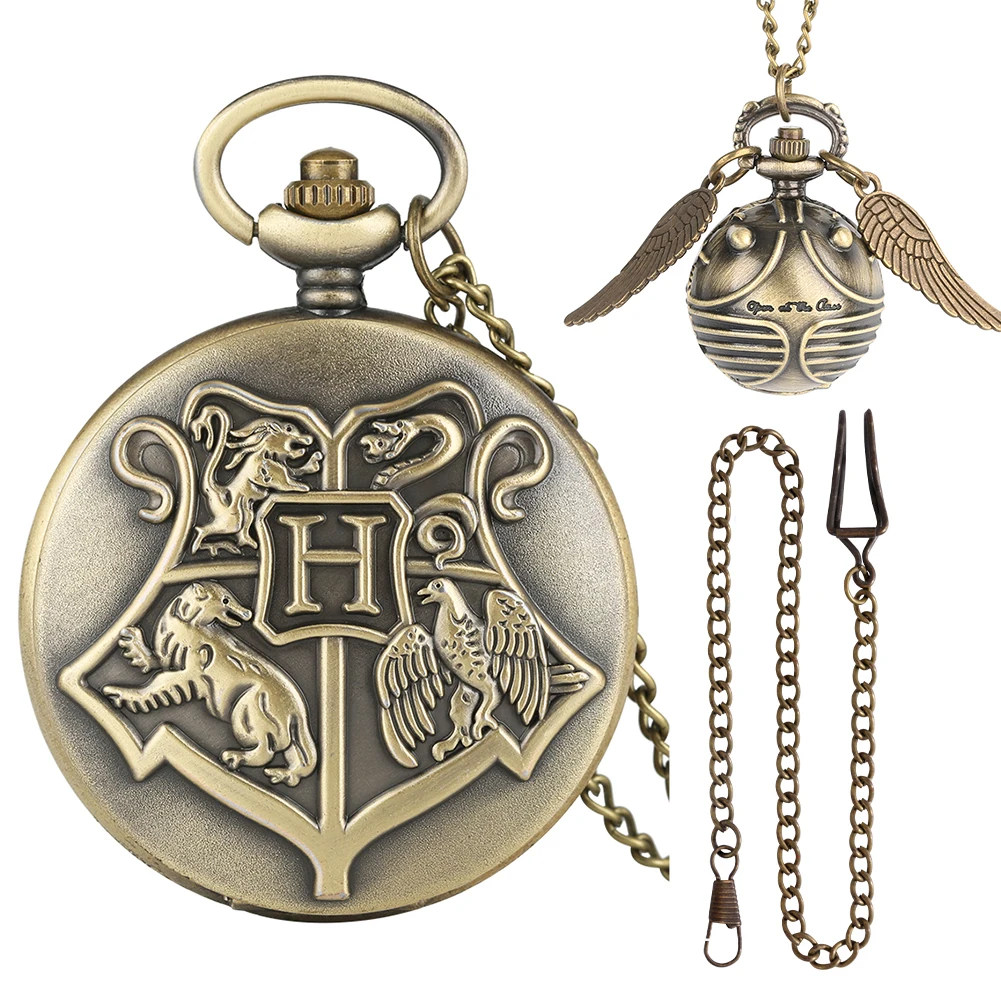 Two Vintage Quartz Pocket Watch with Chain and Gift Box Necklace Clock High Grade Gifts Set for Friend Family