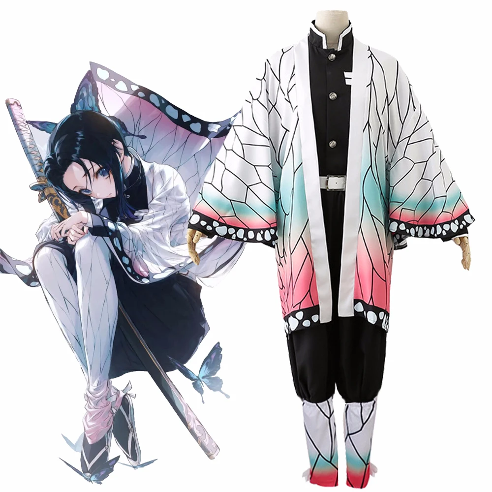 Аниме Demon Slayer Kimetsu no Yaiba Kochou Shinobu косплей костюм женское кимоно Униформа Хэллоуин