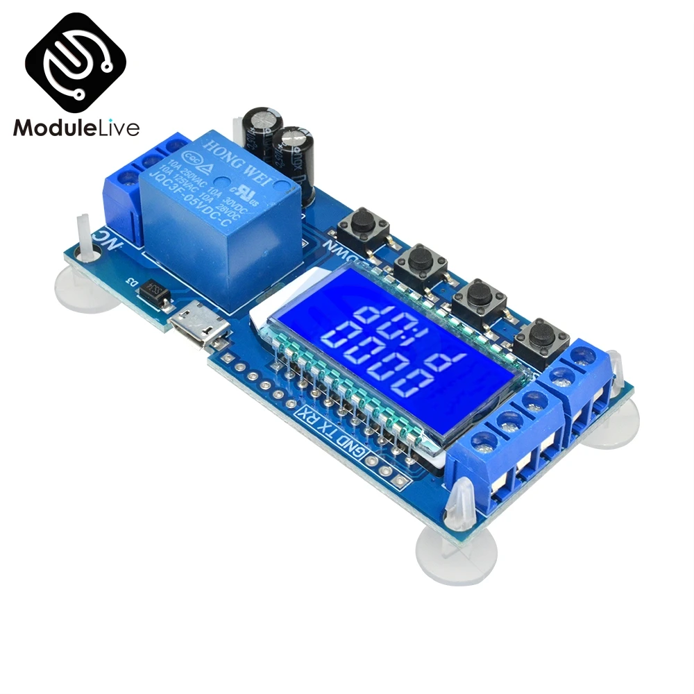 Цифровой ЖК-дисплей Micro USB дисплей реле времени задержки модуль управления Многофункциональный таймер переключатель цикл запуска Модуль платы DC 6-30 в