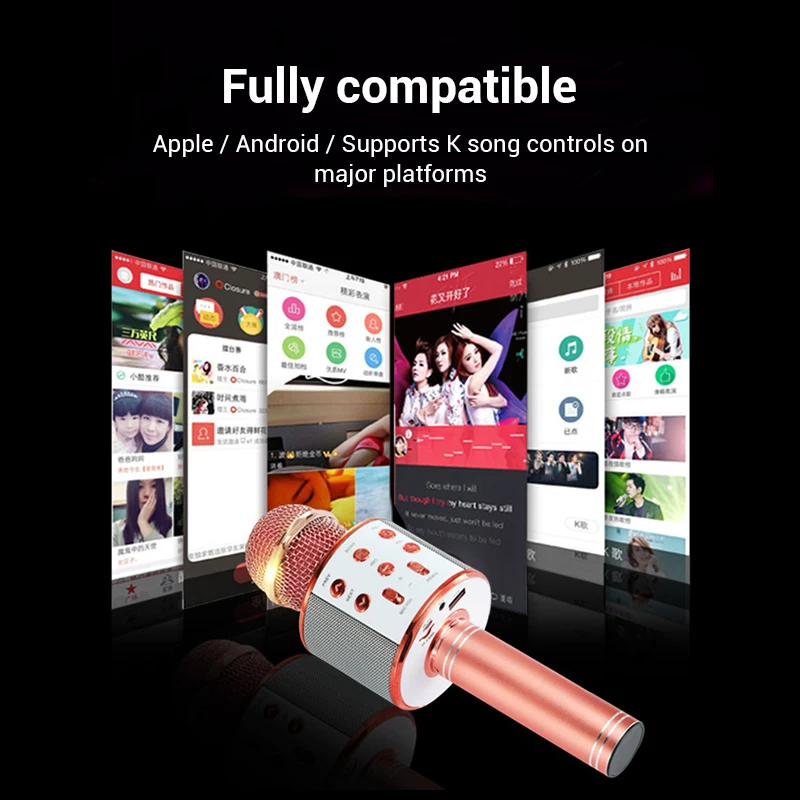 

Portable Karaoke Microphone Bluetooth Speaker Handheld Microphone Wireless Multifunction for Home KTV H-best