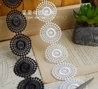 1meter 3 5cm white black circle lace trims daisy applique polyester cotton costume trimmings home textiles sewing lace fabric