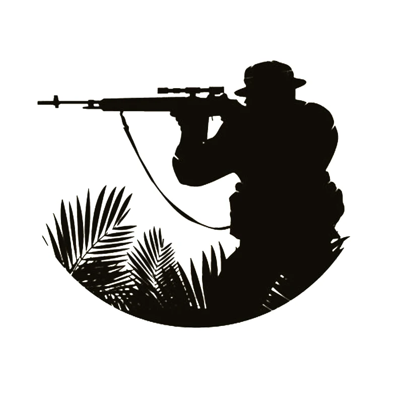 

17*14.5cm Soldier In Action Car Stickers Car accessories Handsome And Cool Motorcycle SUVs Bumper Laptop Styling