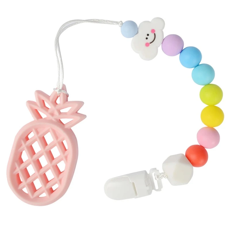 

Baby Silicone Rainbow Cartoon Pacifier Chain Clip Teething Bracelet Soother Toy