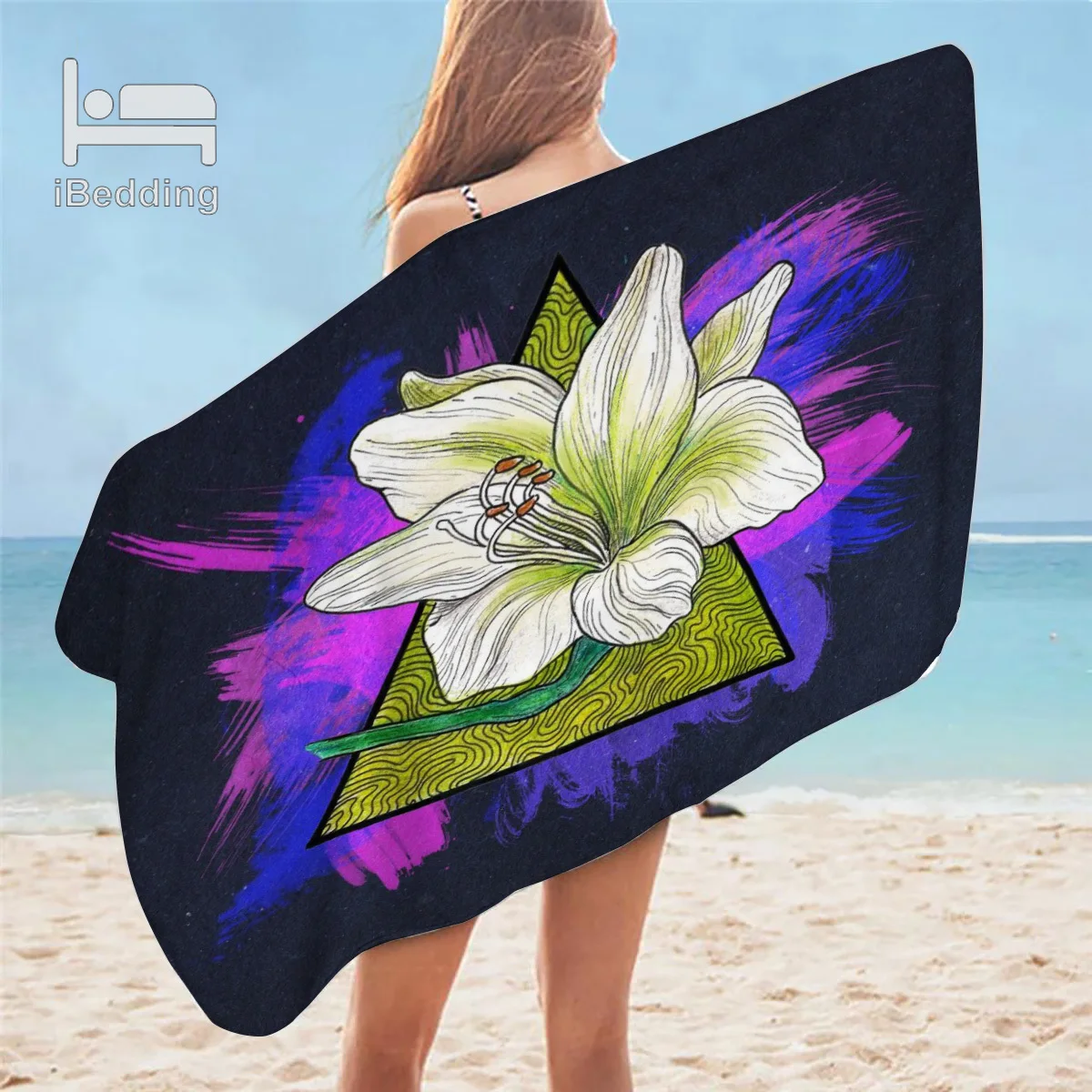 

Абстрактное банное полотенце Amaryllis Dark Agave с цветами, летнее пляжное полотенце для путешествий, коврики для йоги для взрослых, быстросохнущее...