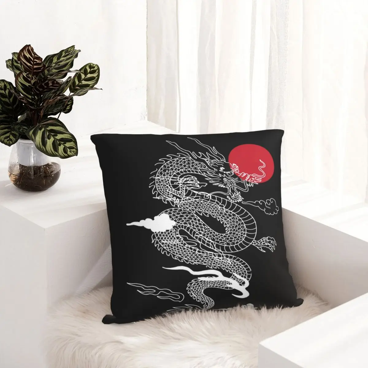 Japanese Dragon Asia Fantasy Square Pillowcase Cushion Cover Creative Zip Home Decorative Throw Pillow Case for Car Simple images - 6