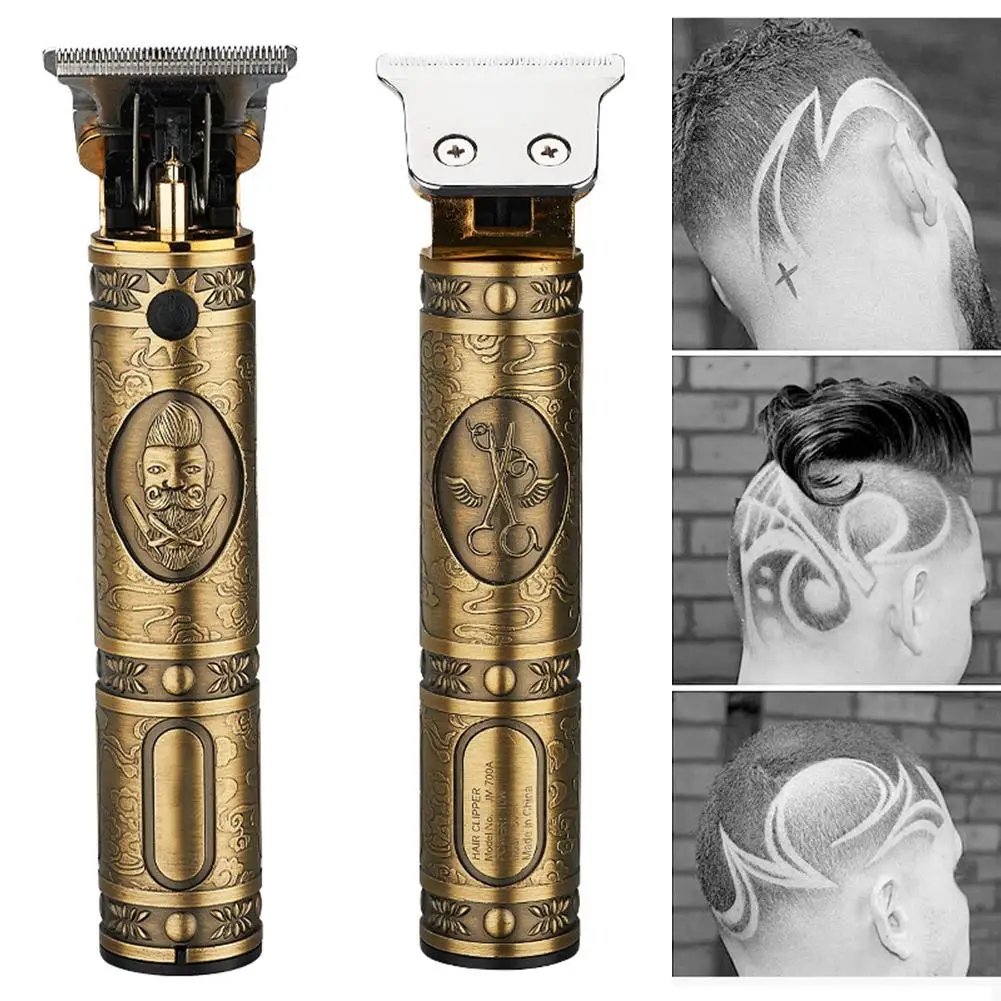 Светодиодный перезаряжаемый портативный триммер для стрижки волос в стиле ретро