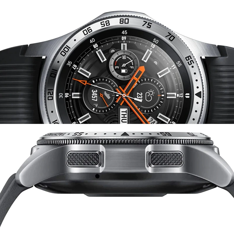 for Samsung Galaxy Watch 42Mm Smart Bezel Ring Adhesive Cover Anti Scratch Metal Protection Silver | Электроника