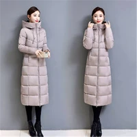 2021female for winter new hooded jacket over the knee long thick slim fitting jacket women down padded jacket mid length coat11
