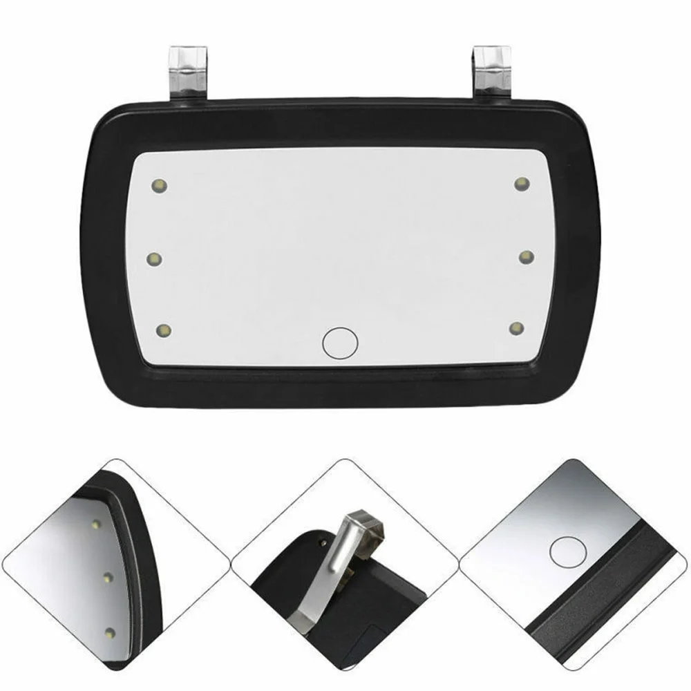 

6-LED Car Vanity Mirror Replacement 17x11x1cm Auto Interior Lighted Touch screen design Black