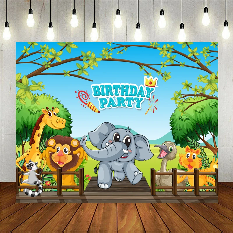 

Реквизит для фотостудии фон для фотосъемки с изображением Африканской фауны иллюстрация мультяшный Виниловый фон украшение для детского д...