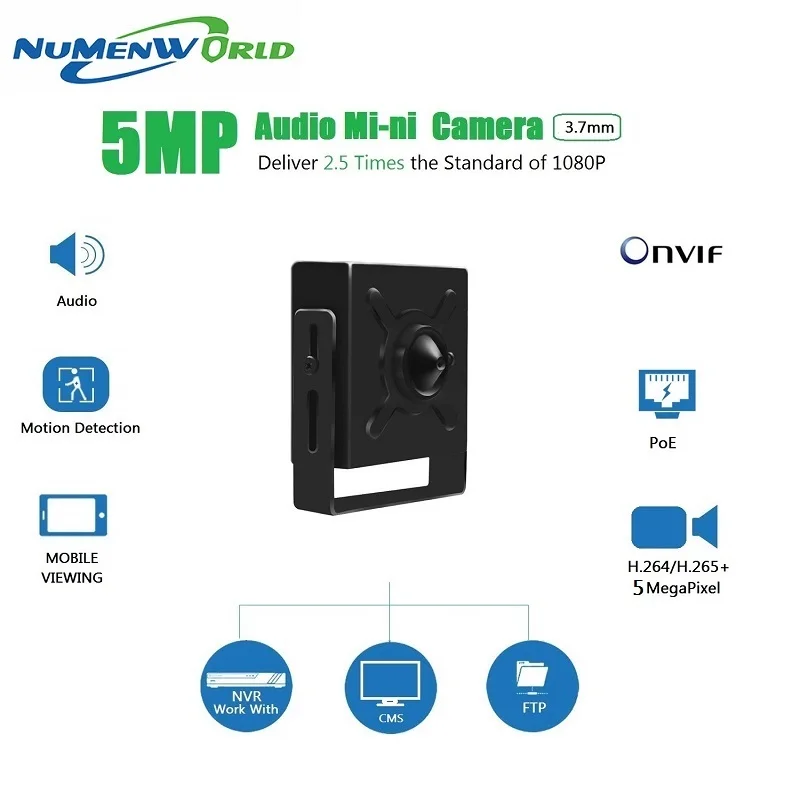 Numenworld IP камера 5.0MP POE HD веб-камера Мини CCTV видео аудио камера ONVIF P2P RTSP камера наблюдения для дома
