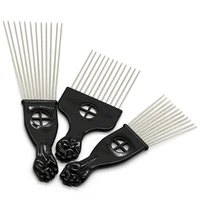 3 sizes stainless steel fork pin comb african hairstyling metal comb in strong design high quality afro comb for kinky hair