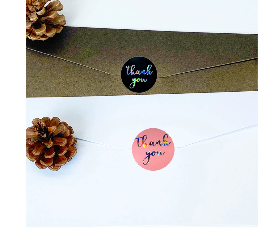 

500pcs Laser Thank You Stickers Seal Labels 1 Inch Business Package Pink Handmade With Love Stickers Thank You For Your Orders