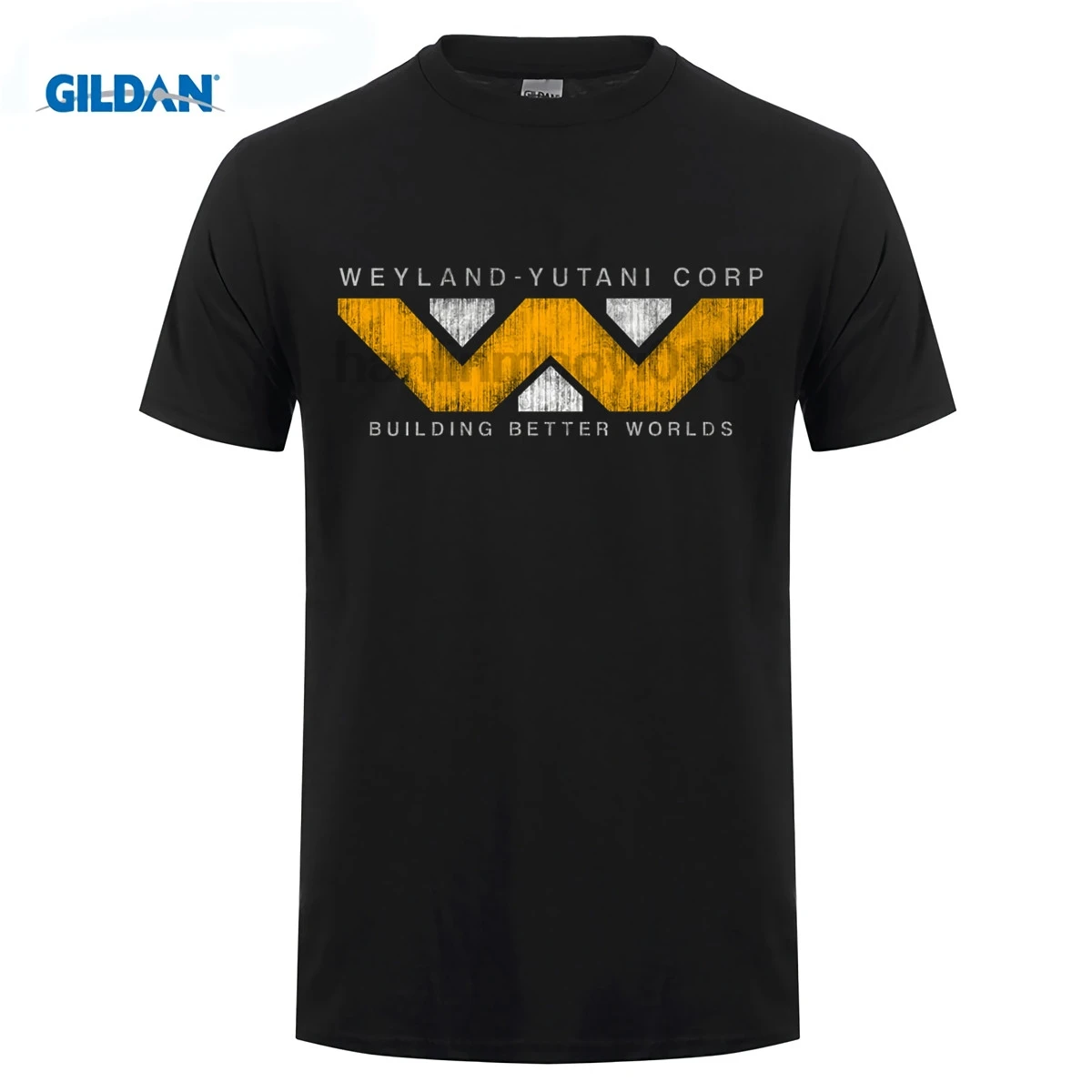 Футболка из 100% хлопка с круглым вырезом и принтом Weyland yu800 Grunge|Мужские футболки| |