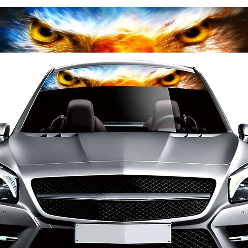 

3D прозрачная Автомобильная Передняя наклейка на ветровое стекло винил Стикеры соколиный глаз волк глаз