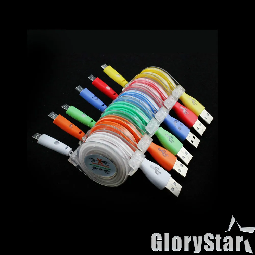New USB Cable Charger Data Sync Cord For SONY HTC Android phone Line Retractable LED Light Durable Micro | Электроника
