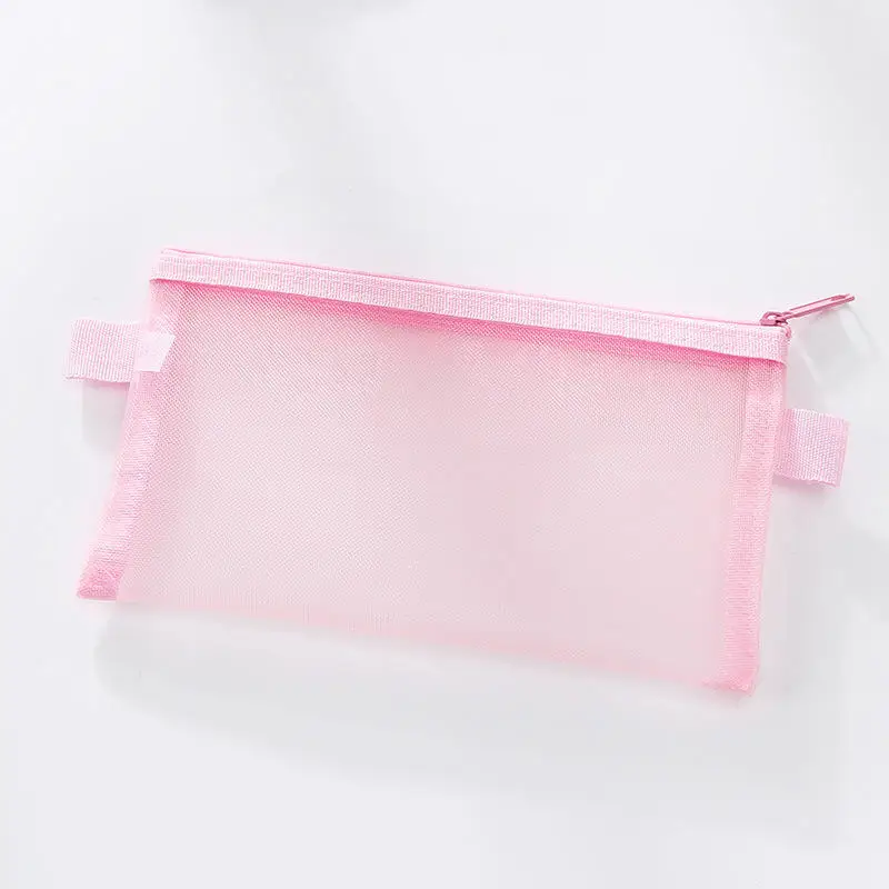 Pink 1 Прозрачный чехол-карандаш, Сетчатая Сумка-карандаш для детей, подарок для девочек, офисные школьные принадлежности кавайи, канцелярские принадлежности, нейлоновый чехол-карандаш на молнии - Цвет: Pink 1