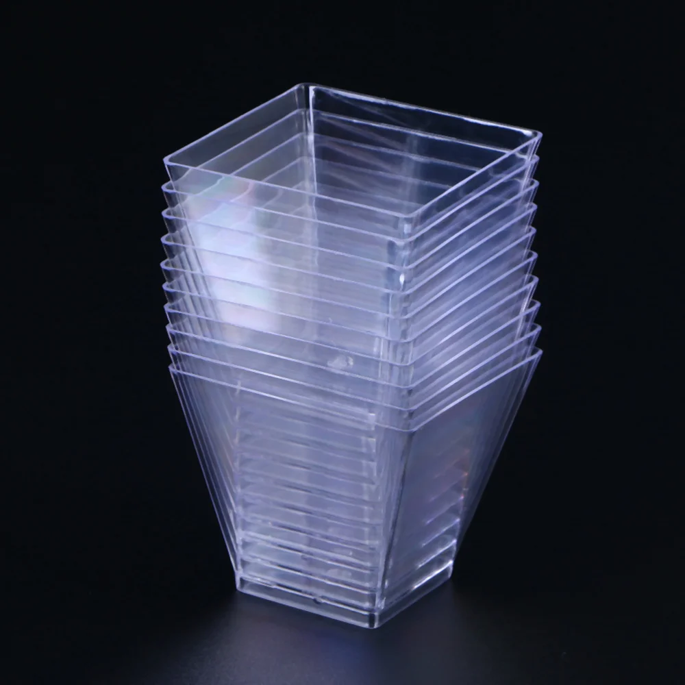 

100PCS 60ML Transparent Dessert Cups PS Hard Trapezoid Square Dessert Cup Food Grade Portion Cups Disposable Des