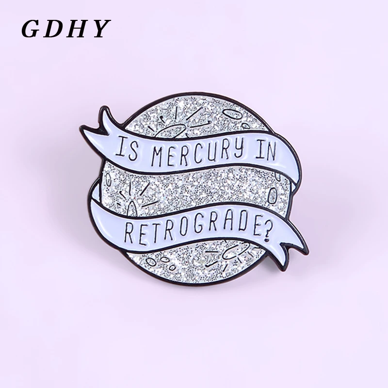 Металлическая брошь GDHY с изображением планеты ртуть в ретроклассе эмалированные