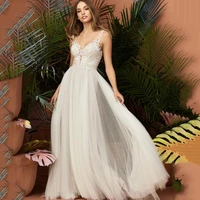 eightree sexy white lace v neck wedding dresses a line tulle applique backless sleeveless bridal gown long evening dress custom