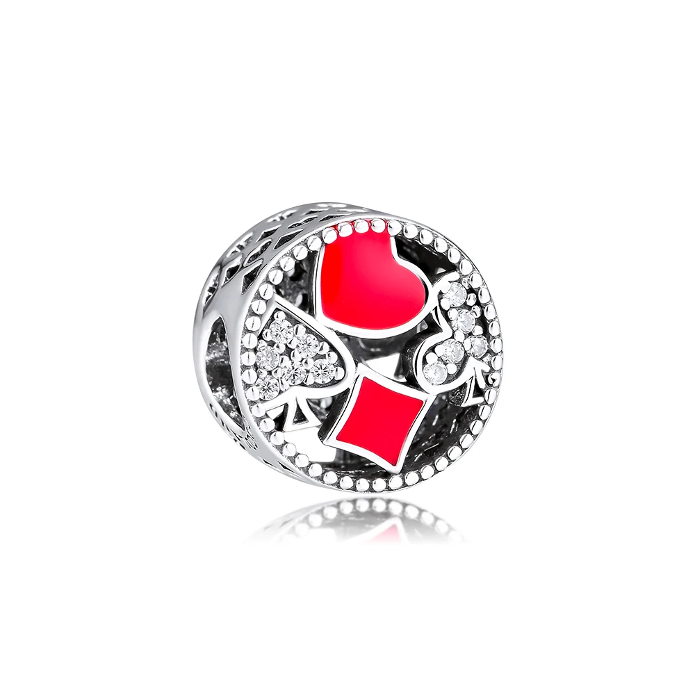 CKK серебро покер узоры амулеты бусины из стерлингового серебра 925 Подходит Pandora