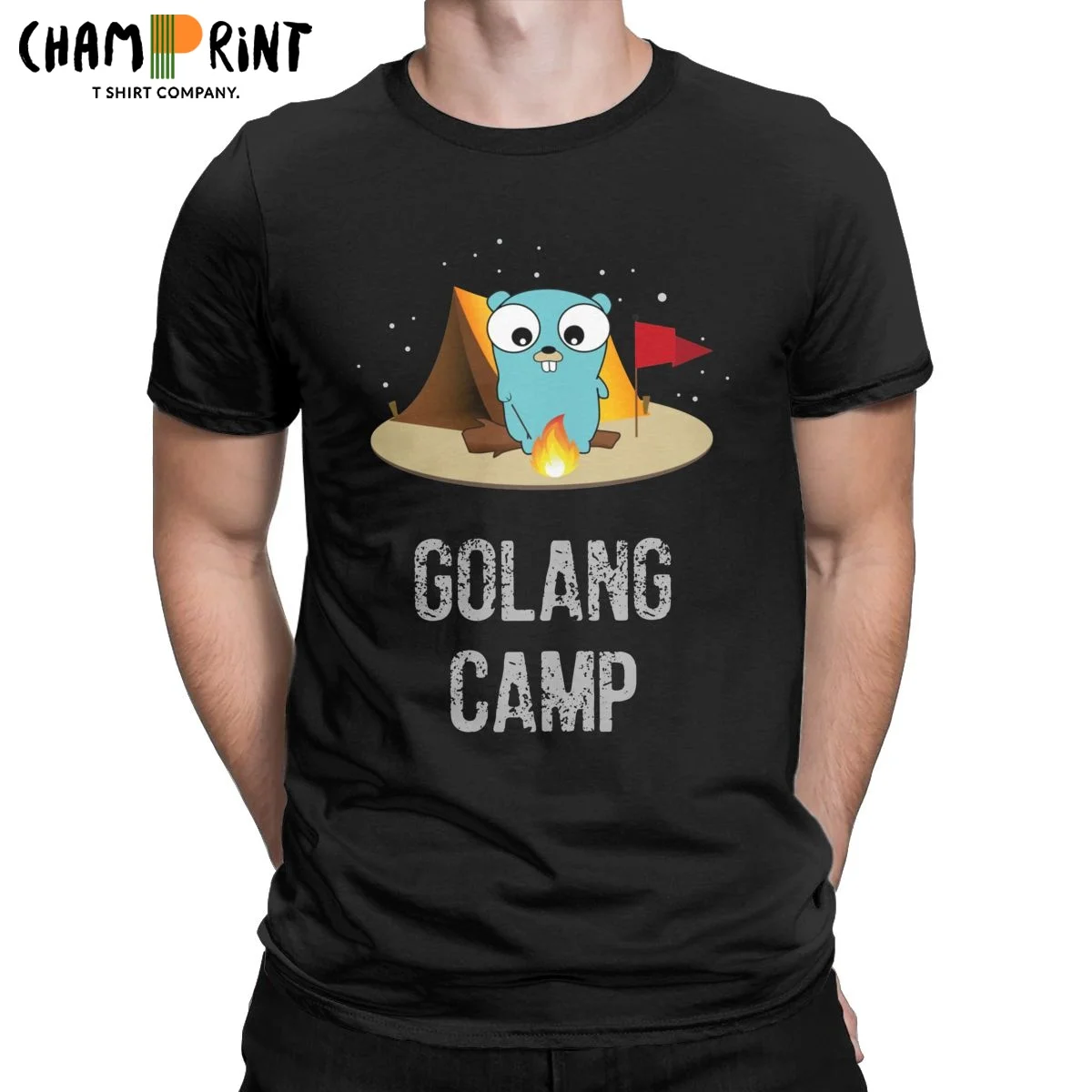 Golang Суслик код майки для мужчин Винтаж 100% хлопковые футболки девочек с круглым