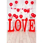 Фон для фотосъемки с изображением кирпичной стены и сердца, красных воздушных шаров, дня Св. Валентина