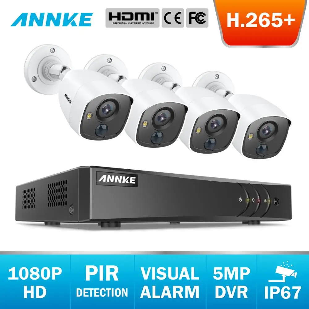 Камера видеонаблюдения ANNKE 8 каналов FHD 2 МП 5 Мп Lite в 1 DVR 4x1080P | Безопасность и защита
