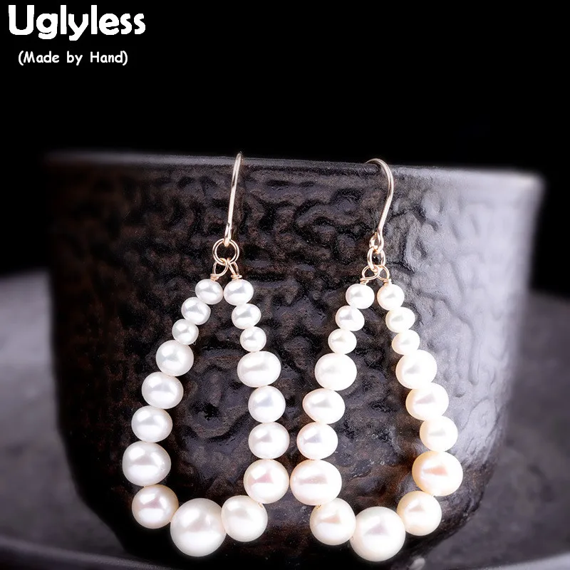 

Uglyless Natural Pearls Hollow Water Drop Earrings for Women 14K Filled Gold 9K Gold Earrings HOT Summer Dress Brincos Bijoux