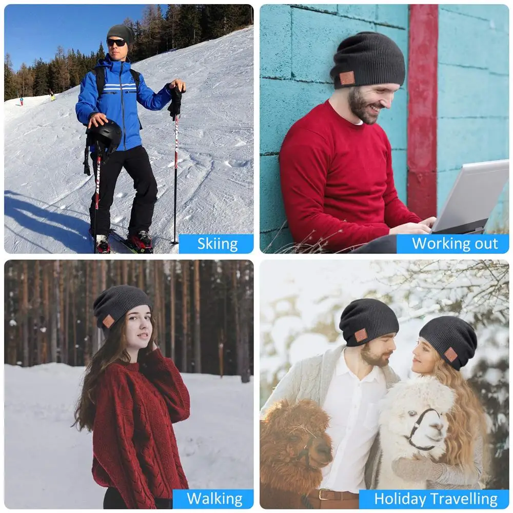 Беспроводные Bluetooth наушники стерео Смарт Музыка шляпа для смартфонов+ сенсорный экран перчатки Подарочная посылка, лучшие рождественские подарки