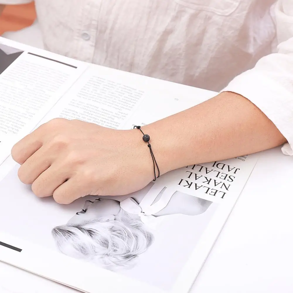 Простой Регулируемый черный браслет G.YCX из черной лавовой ленты браслеты для