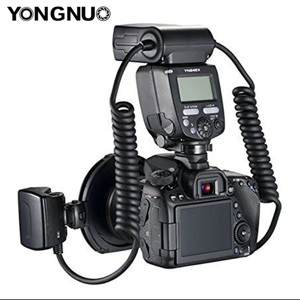 YONGNUO YN24EX YN24 EX Кольцевая вспышка для макросъемки E TTL Вспышка Speedlite с 2 шт. головками